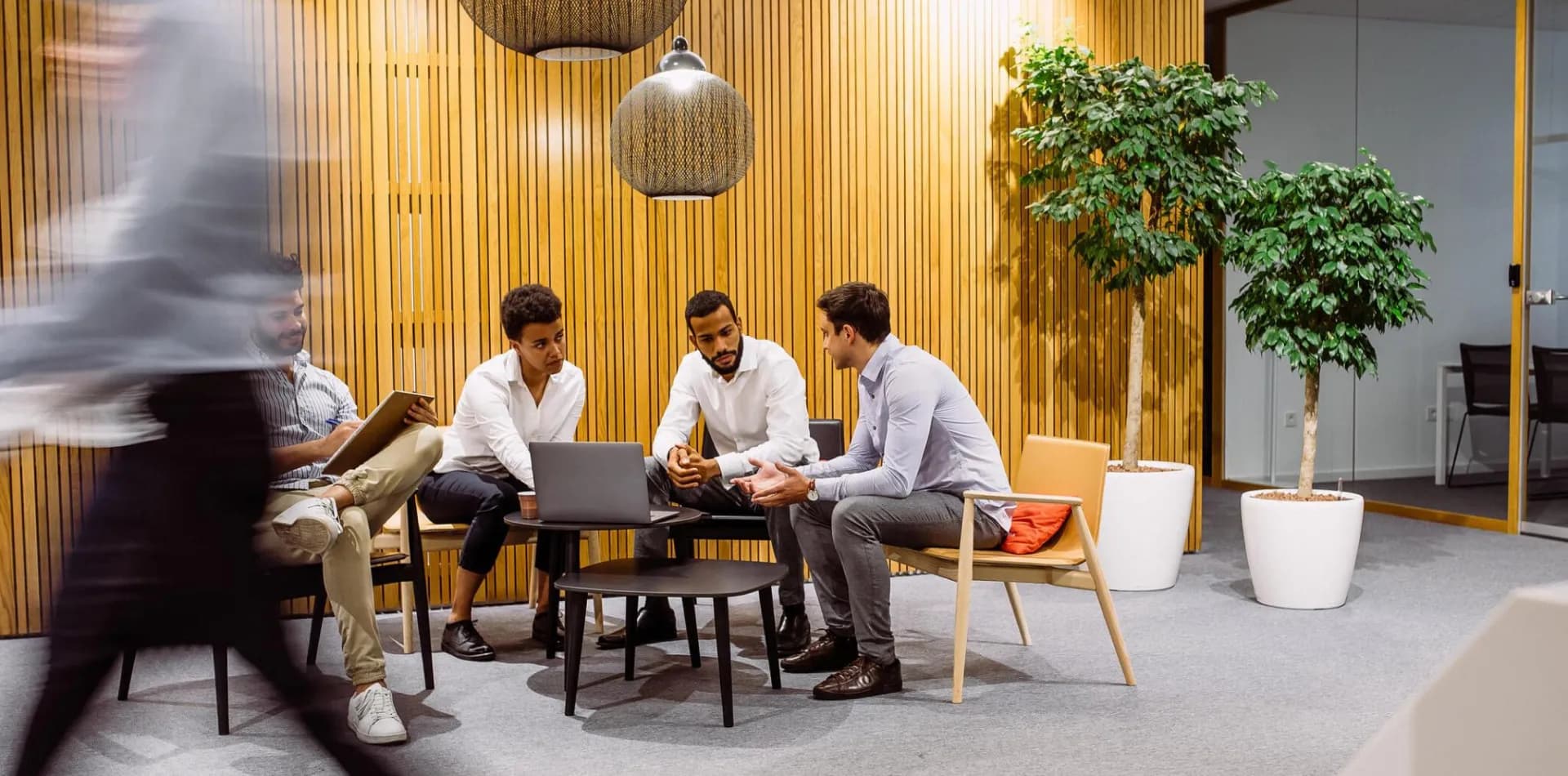 Team collaborating in office
