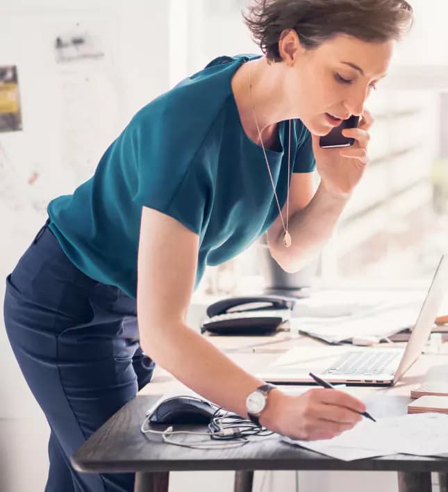 Woman working on phone